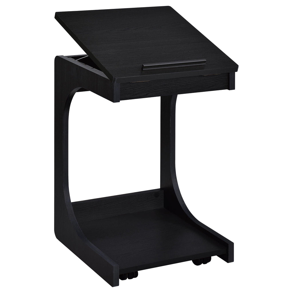Ralston C-Shaped Lift-Top Sofa Side Table With Casters Black