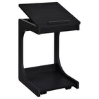 Ralston C-Shaped Lift-Top Sofa Side Table With Casters Black