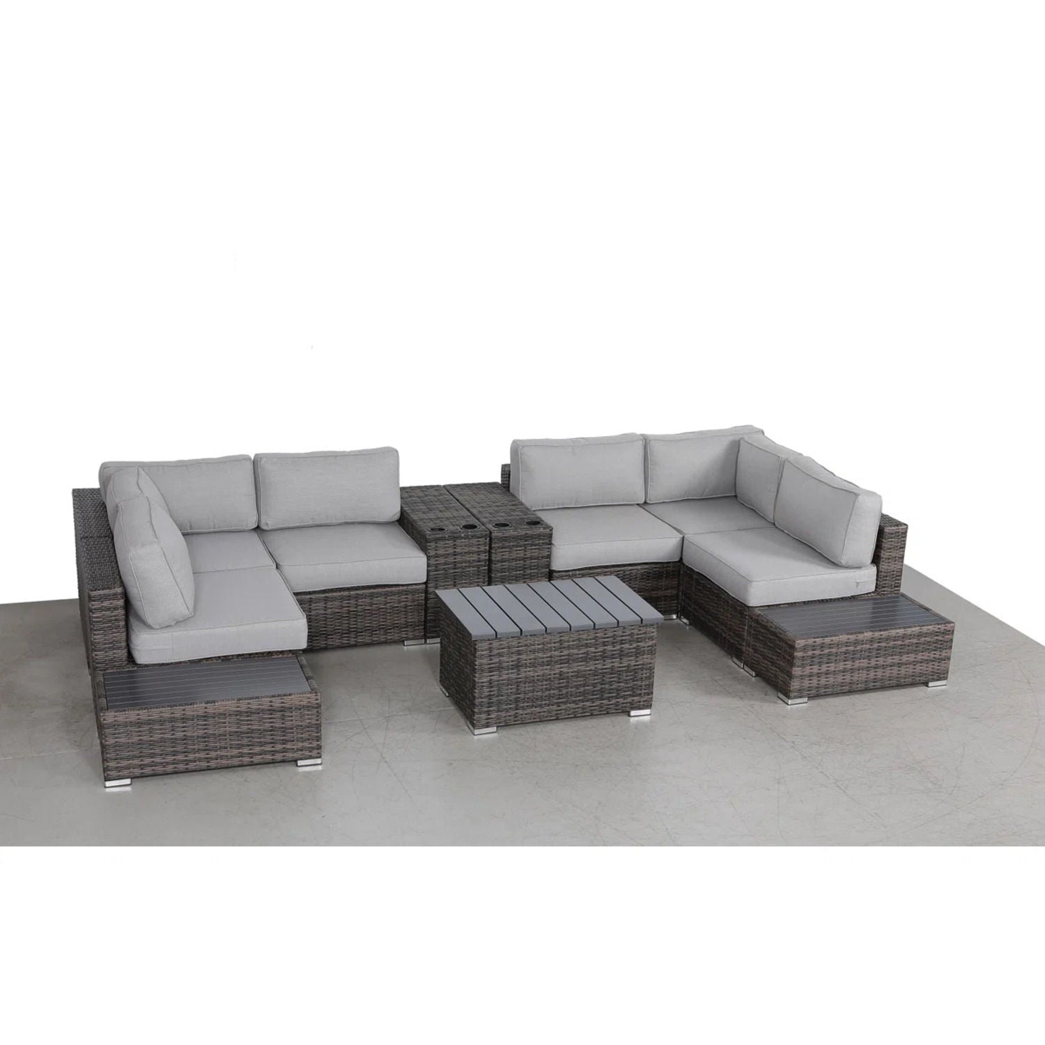 Wicker Sectional Seating Group With Cushions