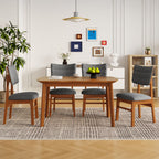 Dining Table Set For 4, Solid Wood Dining Table And Solid Wood Chairs, 5 Pieces Farmhouse Dining Table And 4 Upholstered Chairs - Brown / Gray