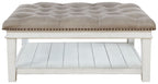 Kanwyn - Uph Ottoman Cocktail Table - Whitewash