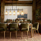 Chandelier 5 Light, Fixture Over Table - Black / Gold