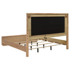 Leanne Eastern King LED Panel Bed Off White and Light Oak