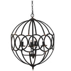 4 Light Metal Chandelier, Hanging Light Fixture With Adjustable Chain For Kitchen, Bulb Not Included - Black