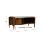 Accent Bench With Storage, Upholstered Cushion - Walnut Brown