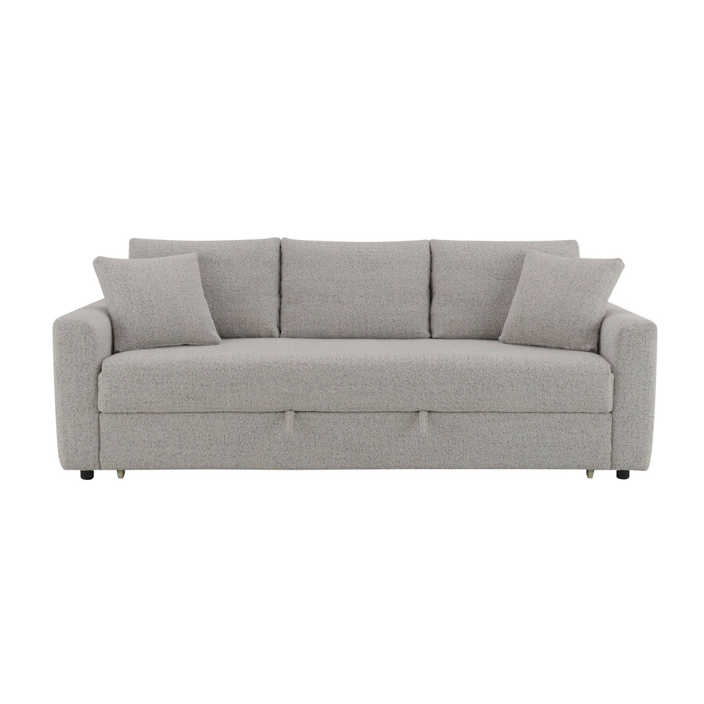 Connie - Boucle Sleeper Sectional Sofa With 2 Toss Pillows - Beige