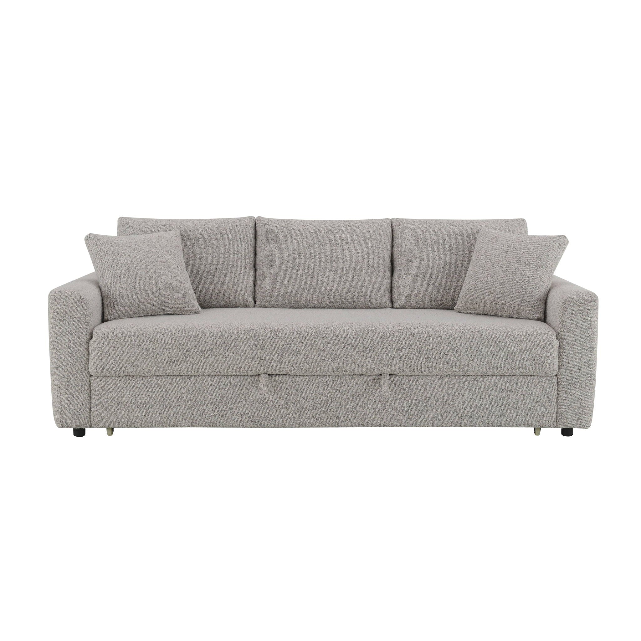 Connie - Boucle Sleeper Sectional Sofa With 2 Toss Pillows - Beige