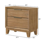 1 Piece 2 Drawer Nightstand - Natural Wood