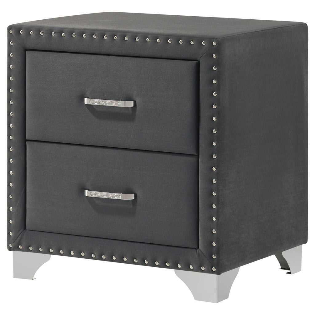 Melody Upholstered 2-drawer Nightstand Grey