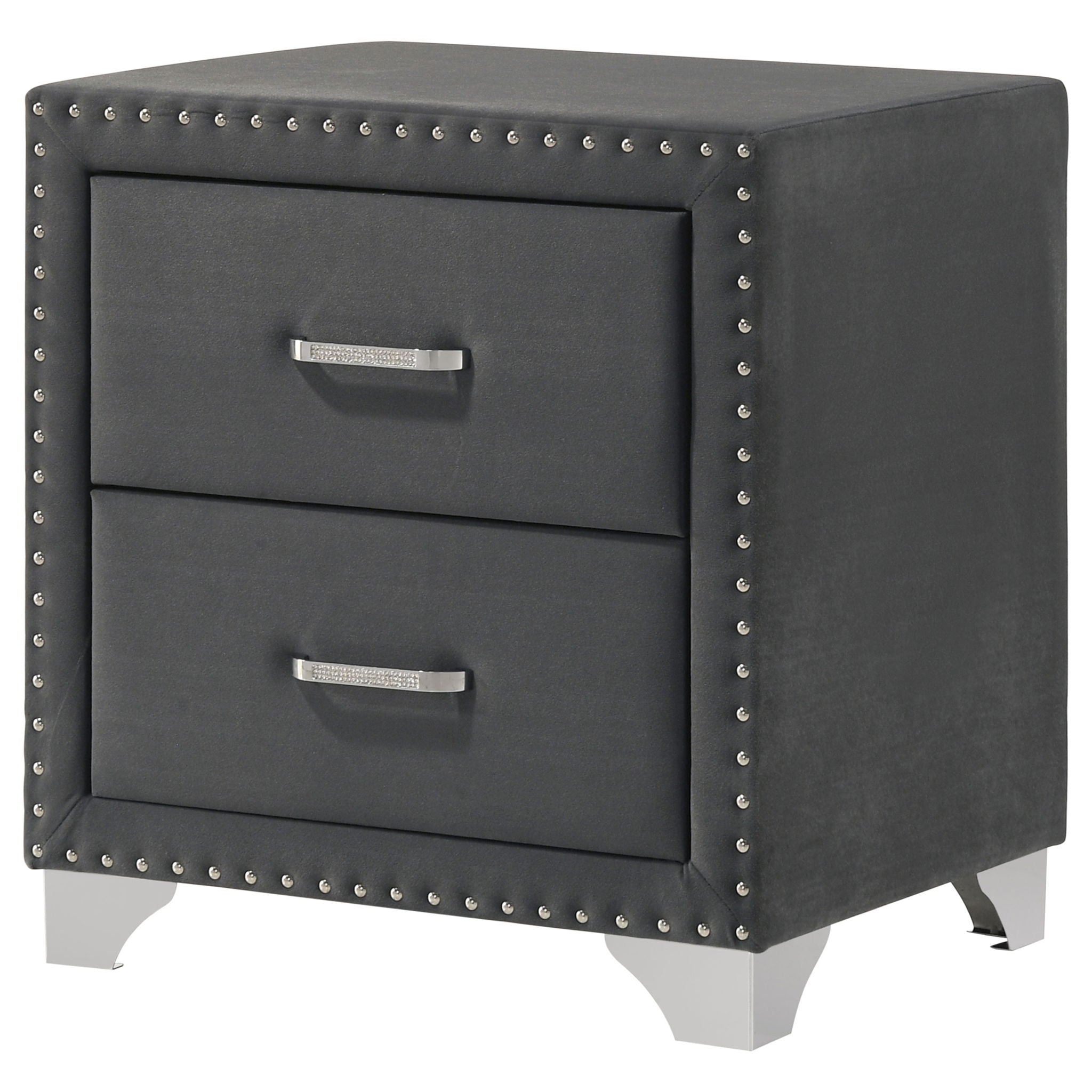 Melody Upholstered 2-drawer Nightstand Grey