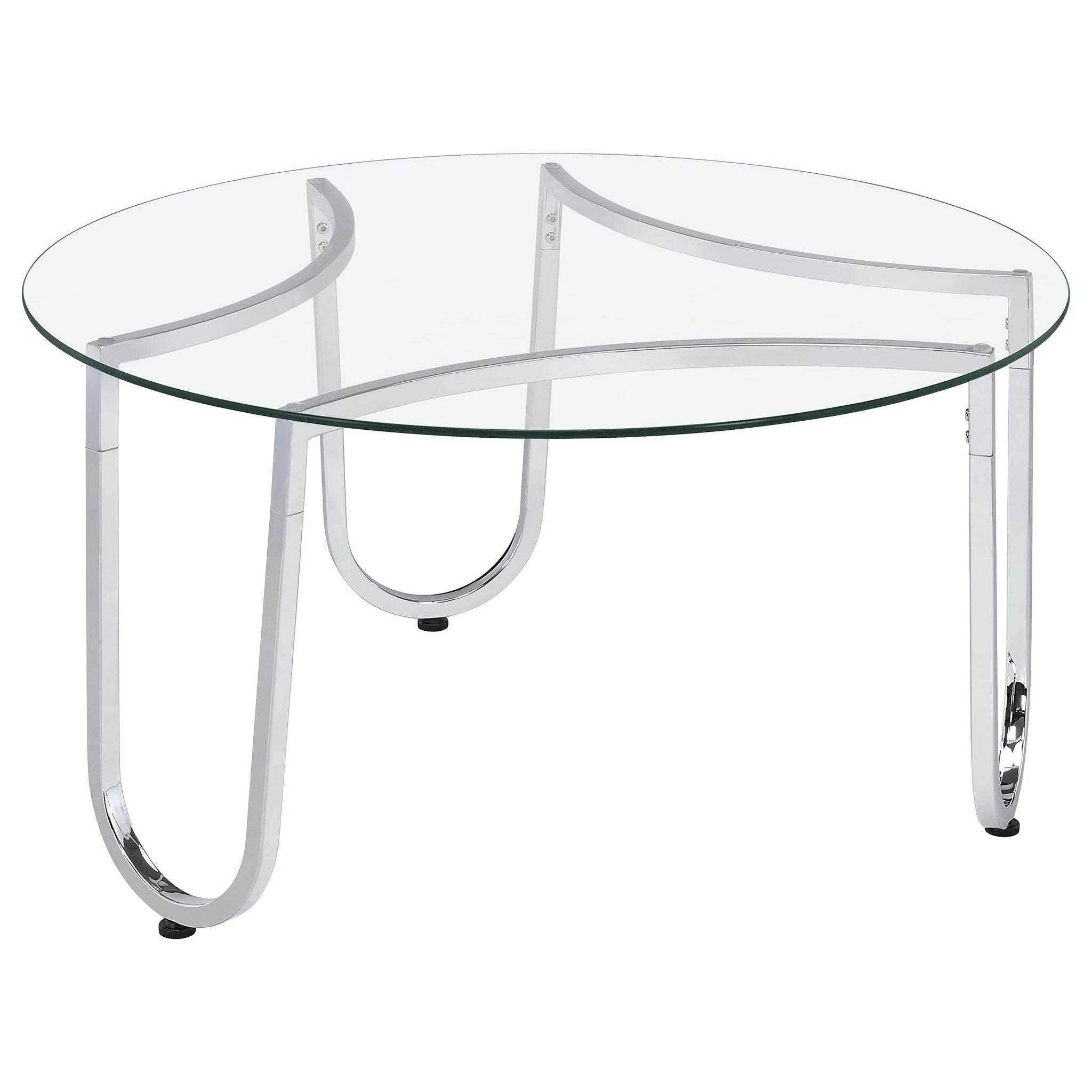 Beller 3-piece Round Tempered Glass Top Coffee Table Set Chrome