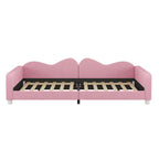 Upholstered Daybed, Sherpa Fabric Sofabed With Cloud-Shaped Backrest
