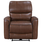 Denson - Upholstered Power Recliner Chair With USB Charging And Smooth Button Recline - Brown