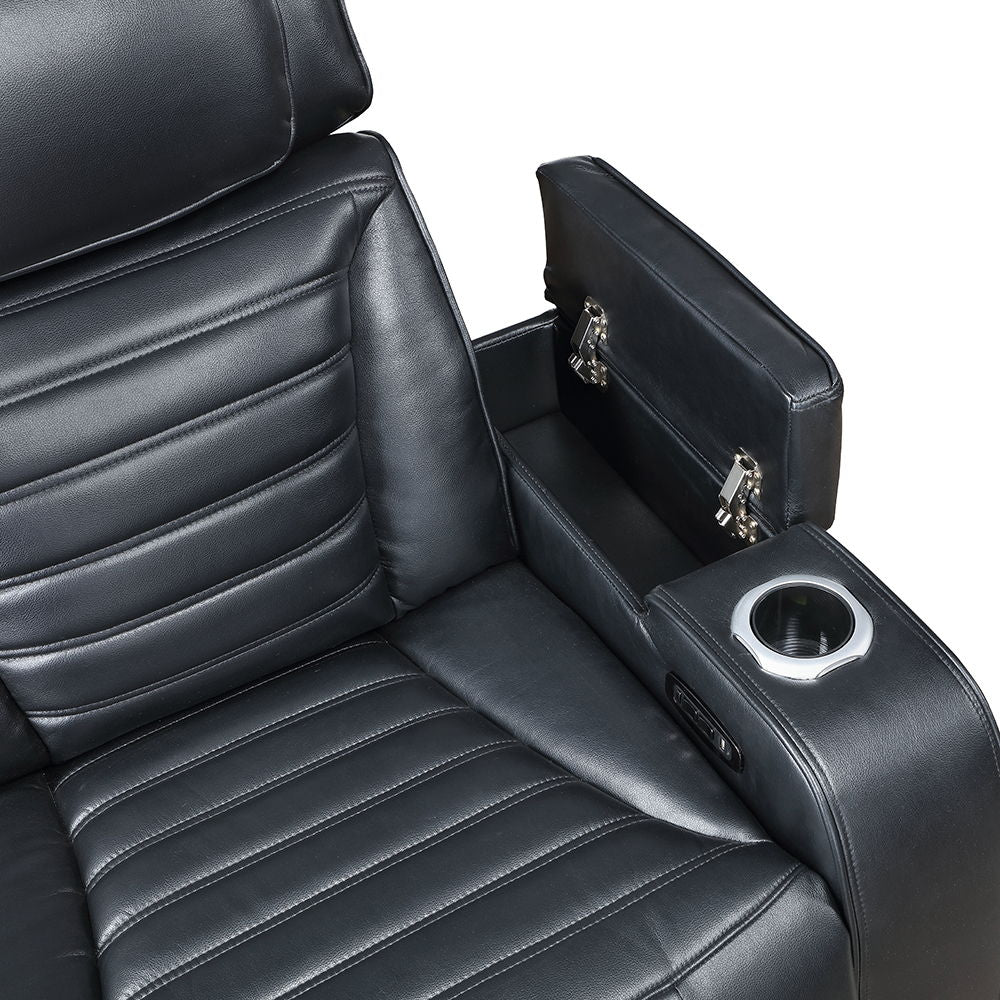 Ephron - Power Motion Recliner With Power Headrest & LED - Black