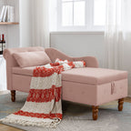 Chaise Lounge Indoor, Lounge Chair For Bedroom With Storage & Pillow, Modern Upholstered Rolled Arm Chase Lounge For Sleeping With Nailhead Trim For Living Room Bedroom Office