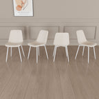 Modern Kitchen Dining Chairs (Set of 4) With Linen Padding And Sturdy Metal Legs - Beige