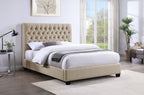 Chloe Upholstered Queen Panel Bed Oatmeal