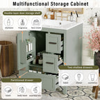 Bathroom Vanity With Sink, Soft-Close Doors, Double-Layer Shelf And 3 Drawers