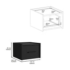 Floating Nightstand, Space Saving Design With Handy Drawer And Surface - Black