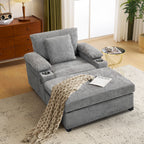 Modern Oversized Chair With Ottoman, Cupholders And USB Charging Ports