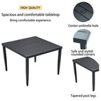 Outdoor Modern Dining Set, Chairs Sunbrella Cushioned And Dining Table With Umbrella Hole