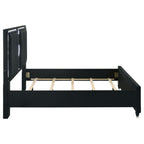 Ravenne Velvet Upholstered Eastern King LED Panel Bed Black