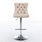 Swivel Barstools Adjusatble Seat Height From 25-33", Modern Upholstered Base Bar Stools With Backs Comfortable Tufted For Home Pub And Kitchen Island (Set of 2)