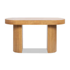 Jesse - Single Drawer Fluted Oval Console Desk - Honey Brown