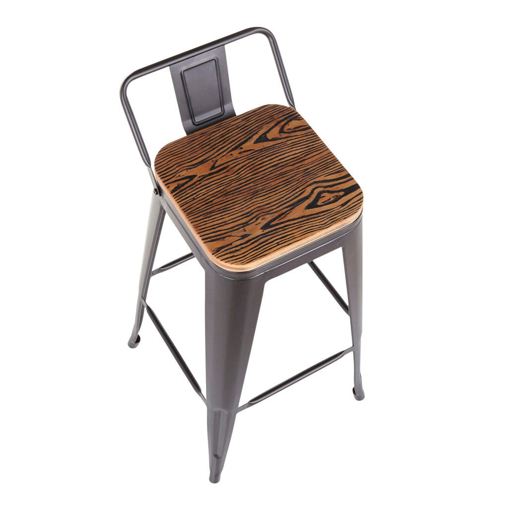 Oregon - Industrial Low Back Barstool (Set of 2) - Black