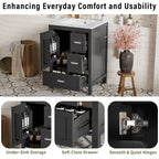 Bathroom Vanity With Sink, Soft-Close Doors, Double-Layer Shelf And 3 Drawers