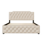 Upholstered Platform Bed With 2 Drawers And 2 Sets Of USB Ports On Each Side, Fabric