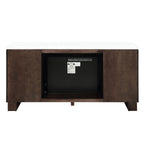 Edwyn - Server With Fireplace - Natural Marble Top & Espresso