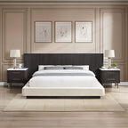 Clayten - Eastern King Bed - Beige Linen & Espresso