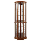 6 Shelf Lighted Corner Curio Cabinet With Adjustable Tempered Glass Shelves And Mirror Back (E26 Light Bulb Not Included)