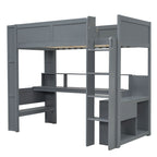 Gaming Loft Bed With Desk, Multi Storage Shelves, LED And Charging Station