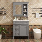 Bathroom Vanity With Medicine Cabinet, Royal Mirror Cabinet, Modern Bathroom Storage Cabinet With 2 Soft Closing Doors And 4 Drawers