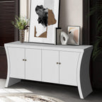 Refined Industrial 4 Door Credenza With Arc Legs & Clasps