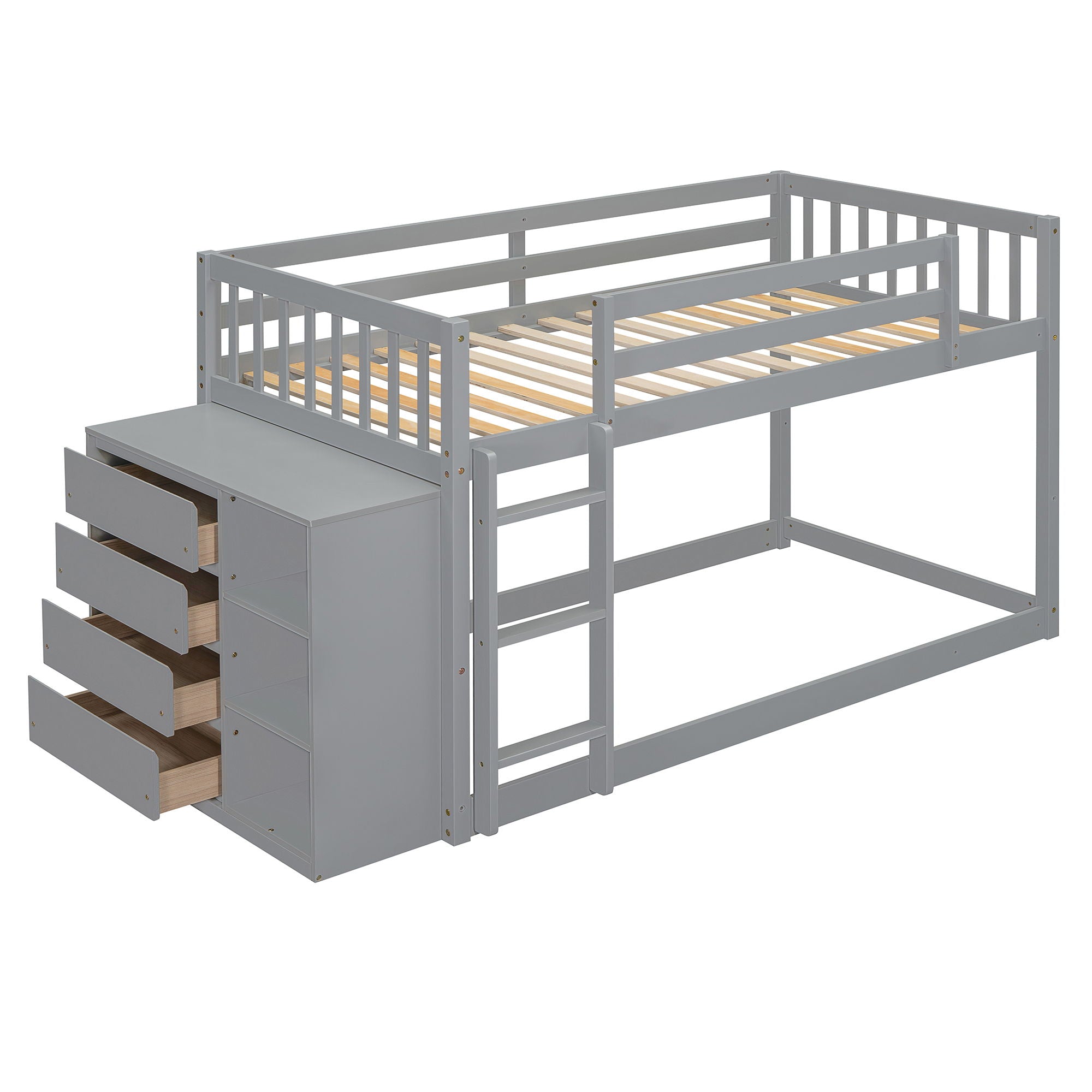 Bunk Bed With 4 Drawers And 3 Shelves