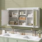 Modern Wall-Mount 2 In 1 Mirror Cabinet With Adjustable Shelves, Soft-Closing Hinges
