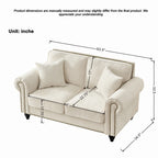 2 Seater Sofa With Rolled Arms, Tufted Upholstered Couch