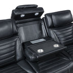 Ephron - Power Motion Sofa With Dropdown Table, Wireless Charging, Reading Light, Power Headrests & LED - Black