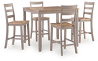 Harperfeld - Dining Room Counter Table Set (Set of 5) - Natural / Gray