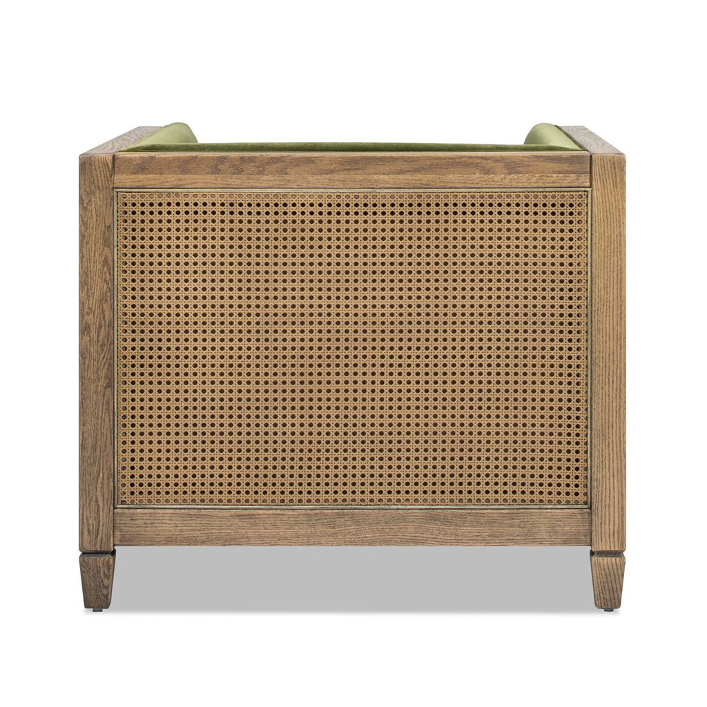 Georgia - Cane Tuxedo Armchair - Olive Green