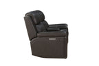 Leon - Power Console Loveseat Recliner With Power Headrest, Power Lumbar, Heat And Massage - Smokey Gray