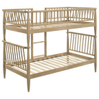 Abram Windsor Twin Over Twin Wood Bunk Bed with Ladder Almond