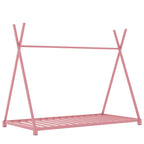 Metal House Platform Bed With Triangle Structure, Low Profile Design