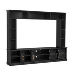 All-In-One Entertainment Center With Bookshelves & Tempered Glass Doors, TV Console Unit For Living Room