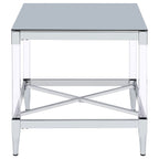 Lindley Square Tempered Mirror Acrylic Side End Table Chrome