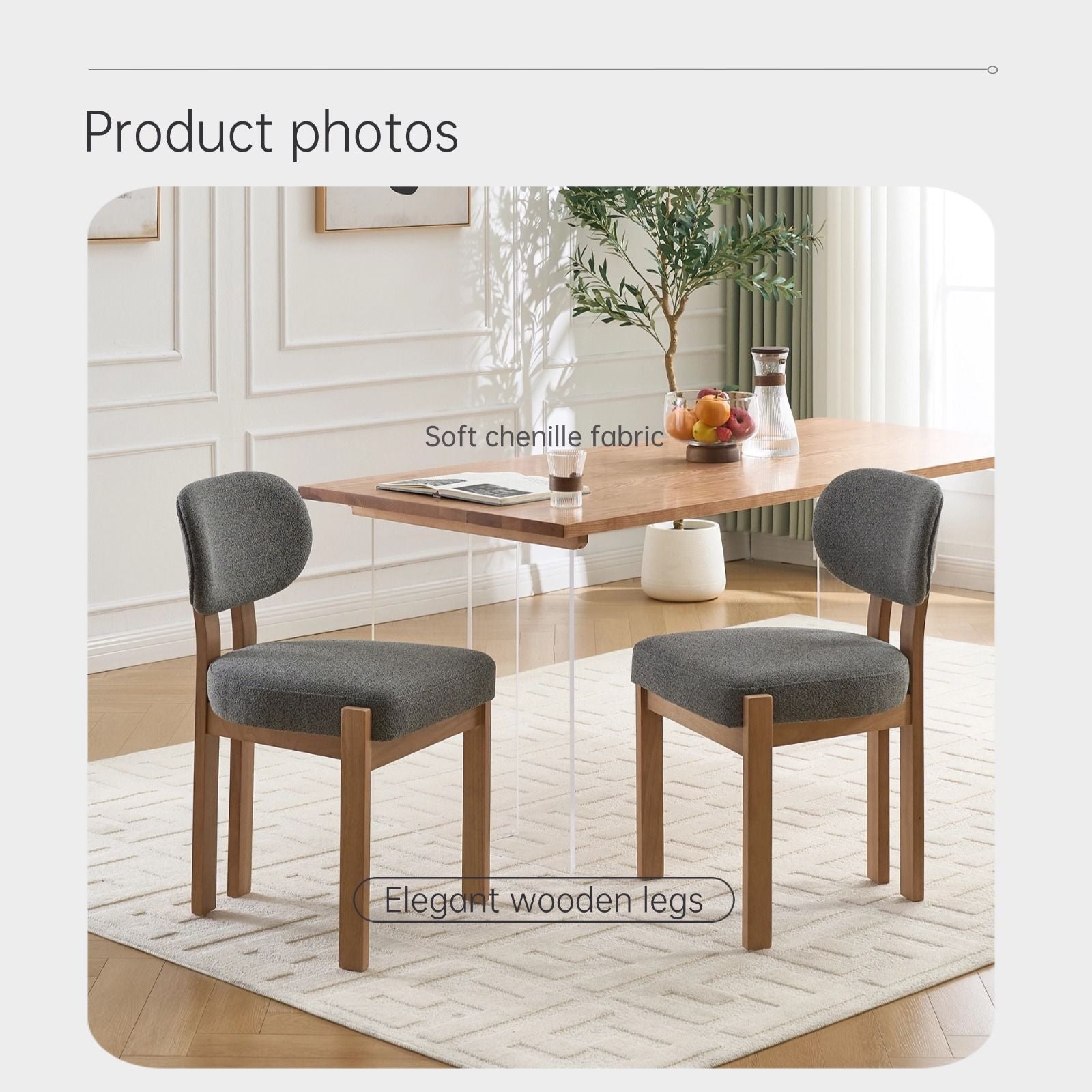 Dining Chairs With Ergonomic Backrest And Adjustable Feet (Set of 2)