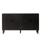 Modern Sideboard Cabinet With Decorative Nailhead Accents, Stylish Storage Solution For Dining, Living Rooms - Black